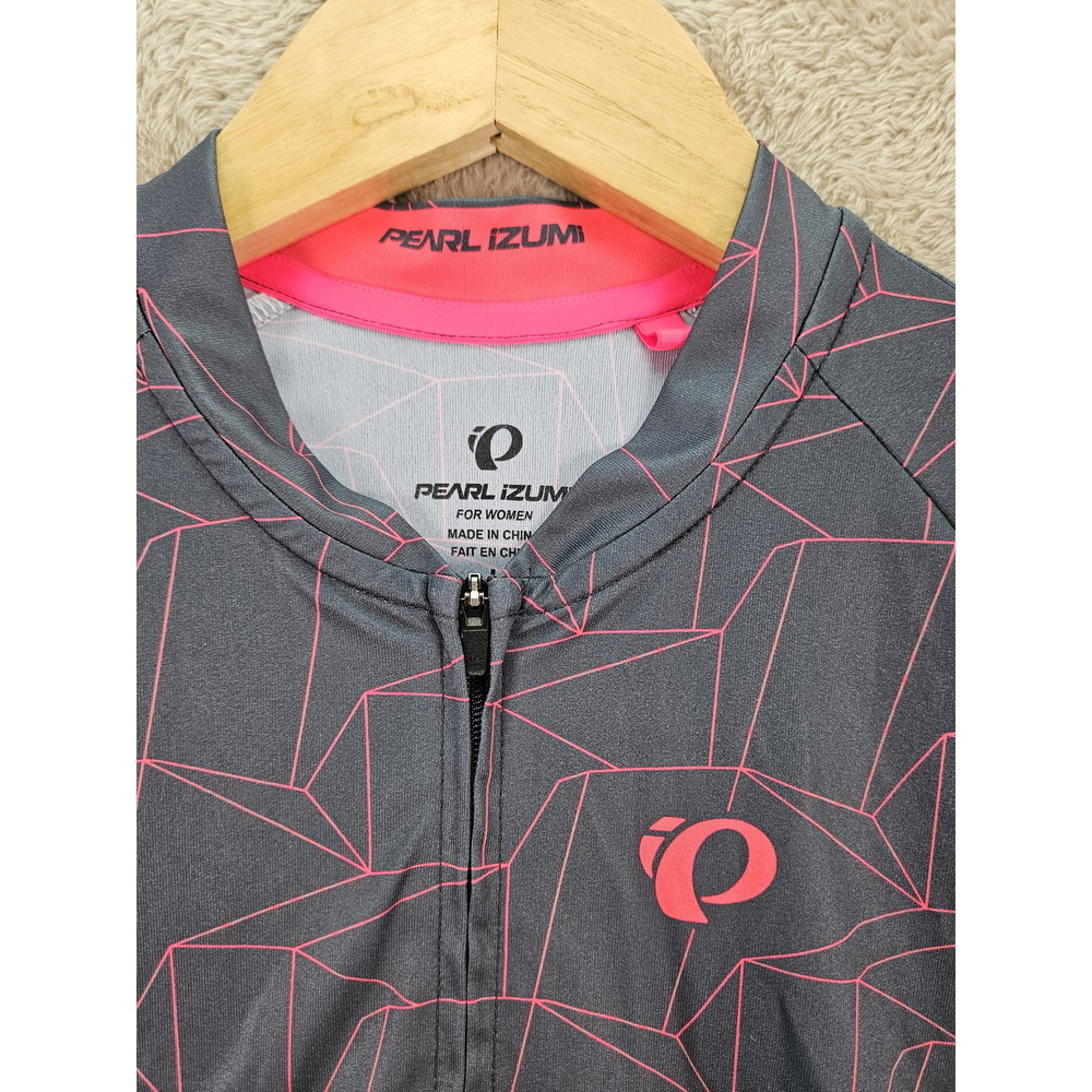 PEARL iZUMi Women's Attack Long Sleeve Cycling Jersey Gray Geometric Origami - Picture 2 of 10
